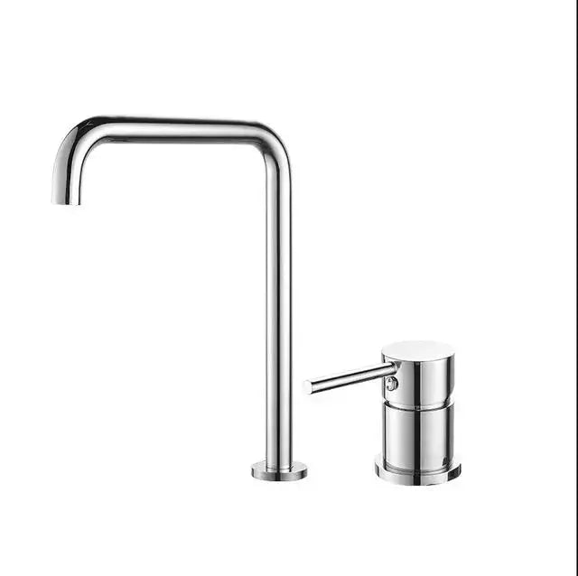Modern decorbites gun grey kitchen sink tap with chrome finish and sleek minimalist single-lever handle design