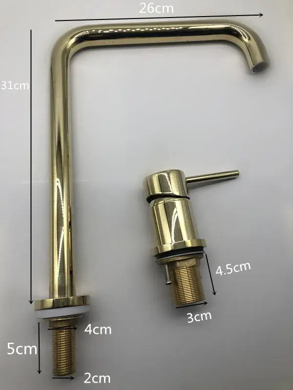 Modern decorbites gun grey rotating kitchen sink faucet with sleek gold finish curved spout and separate handle
