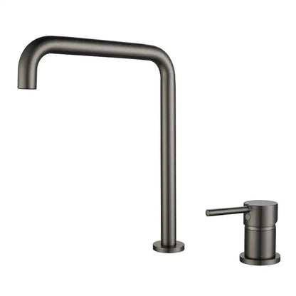 Modern decorbites gun grey rotating kitchen faucet with matte black finish and sleek curved spout for gun grey bathroom use