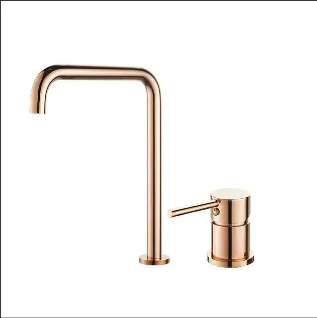 Modern decorbites gun grey rotating kitchen faucet with sleek rose gold finish and single lever handle for bathroom or kitchen use