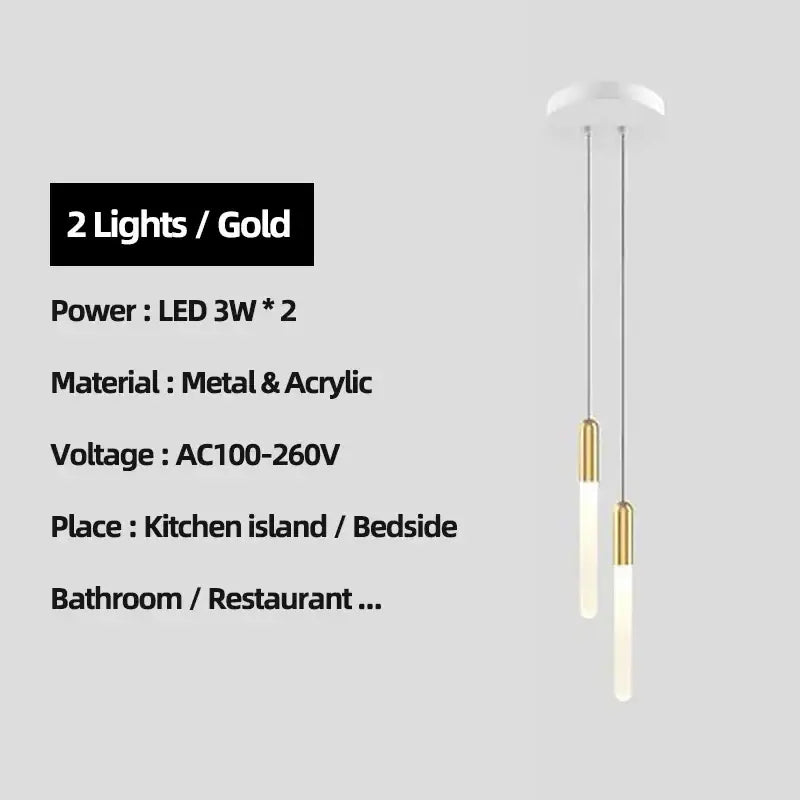 Modern decorbites luxe gold tube chandelier with sleek acrylic rods and minimalist metal mount for dining room lighting