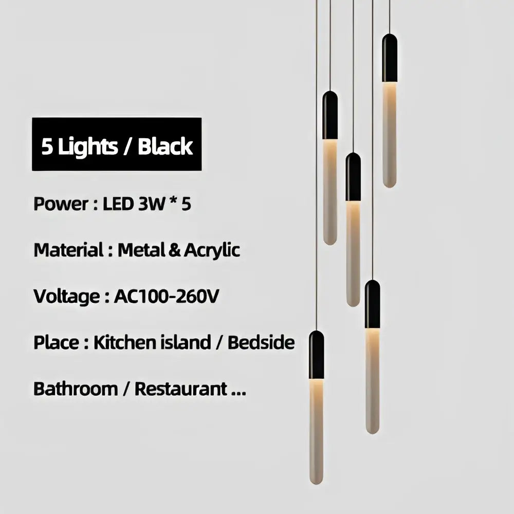 Black and translucent acrylic pendant lights with sleek modern design in decorbites luxe gold tube chandelier for dining room lighting