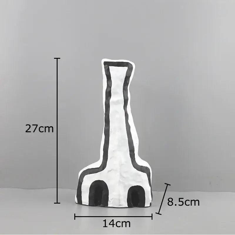 Modern design white ceramic giraffe sculpture with black outlines decorbites abstract vase for bedroom decor