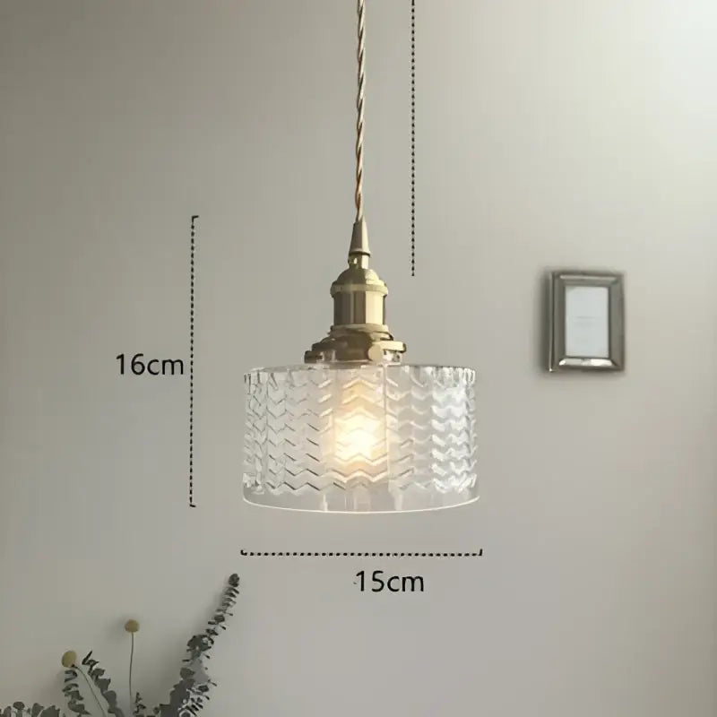Modern diamond amber glass led pendant light with textured amber glass and brass fixture for dining room lighting