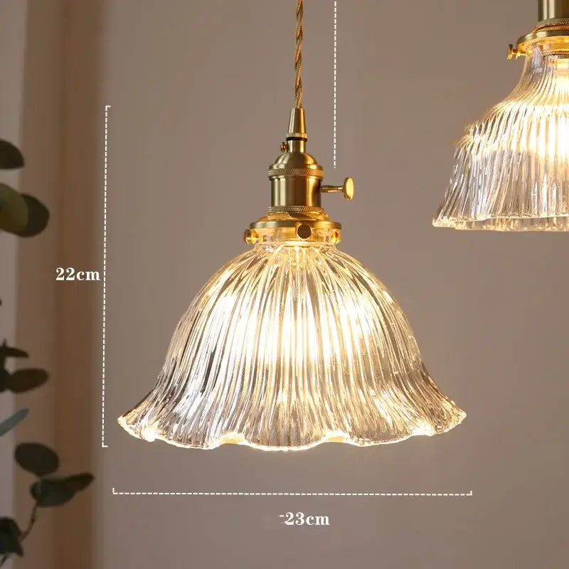 Modern diamond amber glass led pendant light with clear ribbed glass amber glass led and brass fixture for dining room