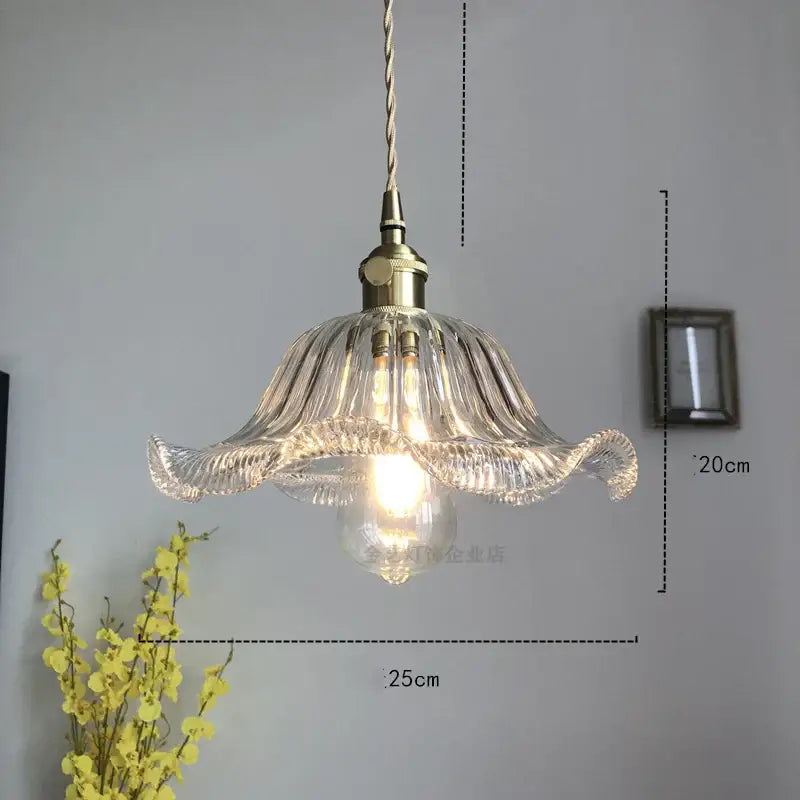 Modern diamond amber glass led pendant light with fluted clear glass and brass accents for dining room lighting