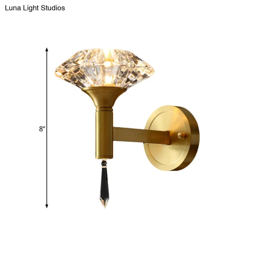Aplique de pared DecorBites™ DecorBites™ moderno con cristal biselado en forma de diamante: Lámpara de pared de 1 bombilla con lanzas de cristal