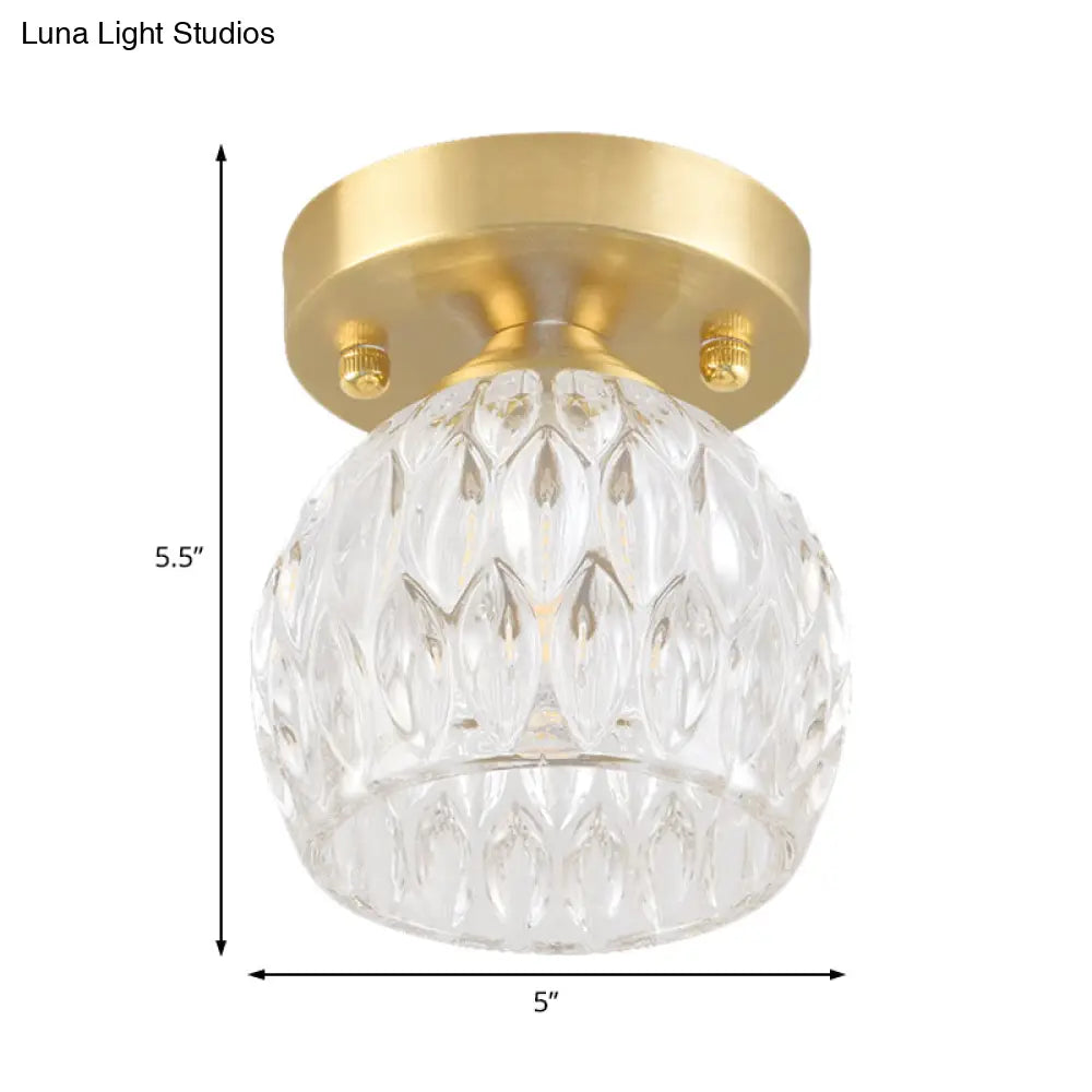 DecorBites™ DecorBites™ Modern Dimpled Crystal Flush Mount Ceiling Light for Corridor - 1 Brass Fixture