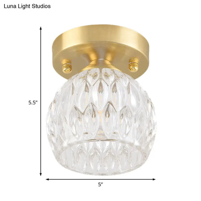 DecorBites™ DecorBites™ Modern Dimpled Crystal Flush Mount Ceiling Light for Corridor - 1 Brass Fixture