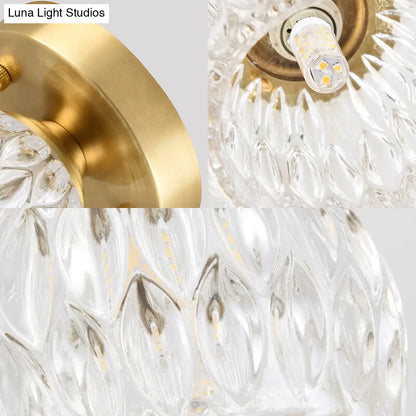 DecorBites™ DecorBites™ Modern Dimpled Crystal Flush Mount Ceiling Light for Corridor - 1 Brass Fixture
