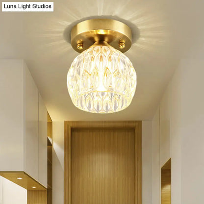 DecorBites™ DecorBites™ Modern Dimpled Crystal Flush Mount Ceiling Light for Corridor - 1 Brass Fixture