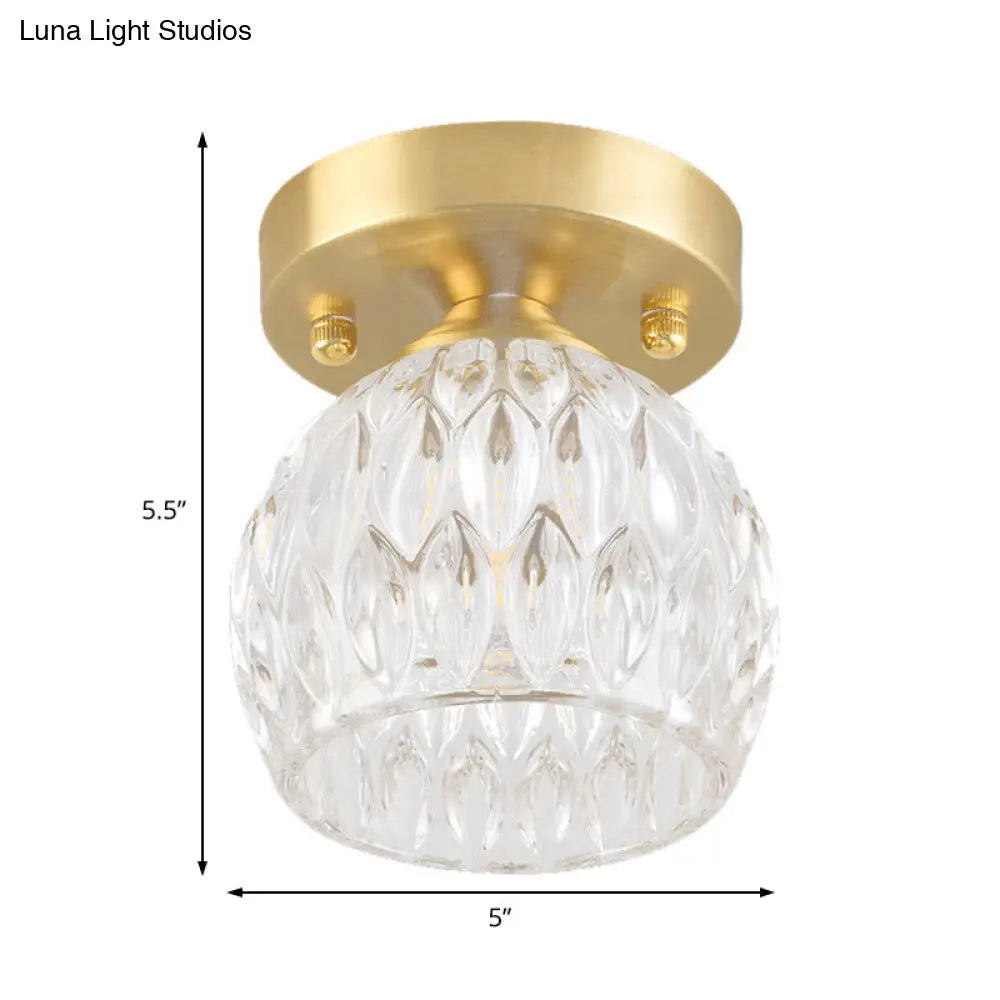 DecorBites™ DecorBites™ Modern Dimpled Crystal Flush Mount Ceiling Light for Corridor - 1 Brass Fixture