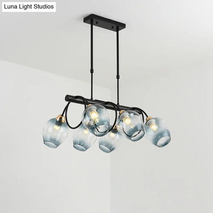 ديكوربايتس™ مصباح جزيرة زجاجي حديث مُغَيَّر على شكل كأس نبيذ مع وحدة تعليق سوداء 6/8/10 رؤوس - أزرق/أخضر متدرج