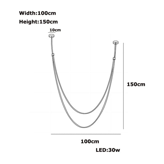 Modern DIY Leather Belt LED Chandelier - 100 150cm / Black leather belt / Black hardware|Dimmable - Chandelier