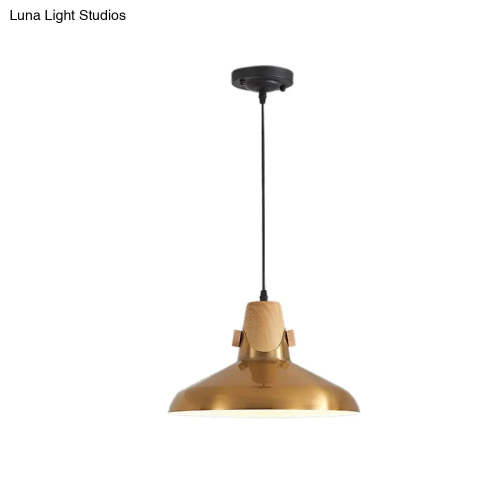 Modern Dome Metal Pendant Lighting - 1-Light Brass Hanging Lamp for Restaurant - 8.5"/14" Wide