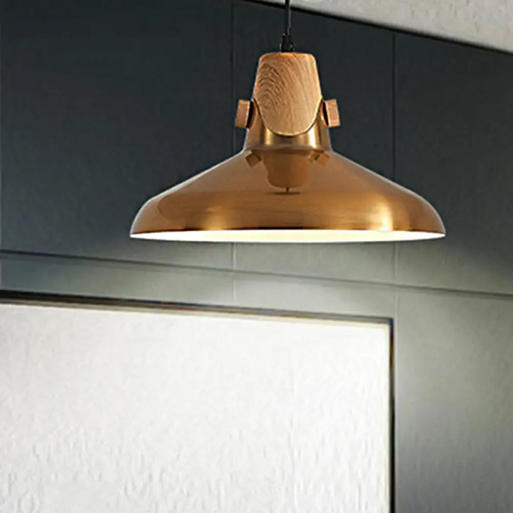 Modern Dome Metal Pendant Lighting - 1-Light Brass Hanging Lamp for Restaurant - 8.5"/14" Wide