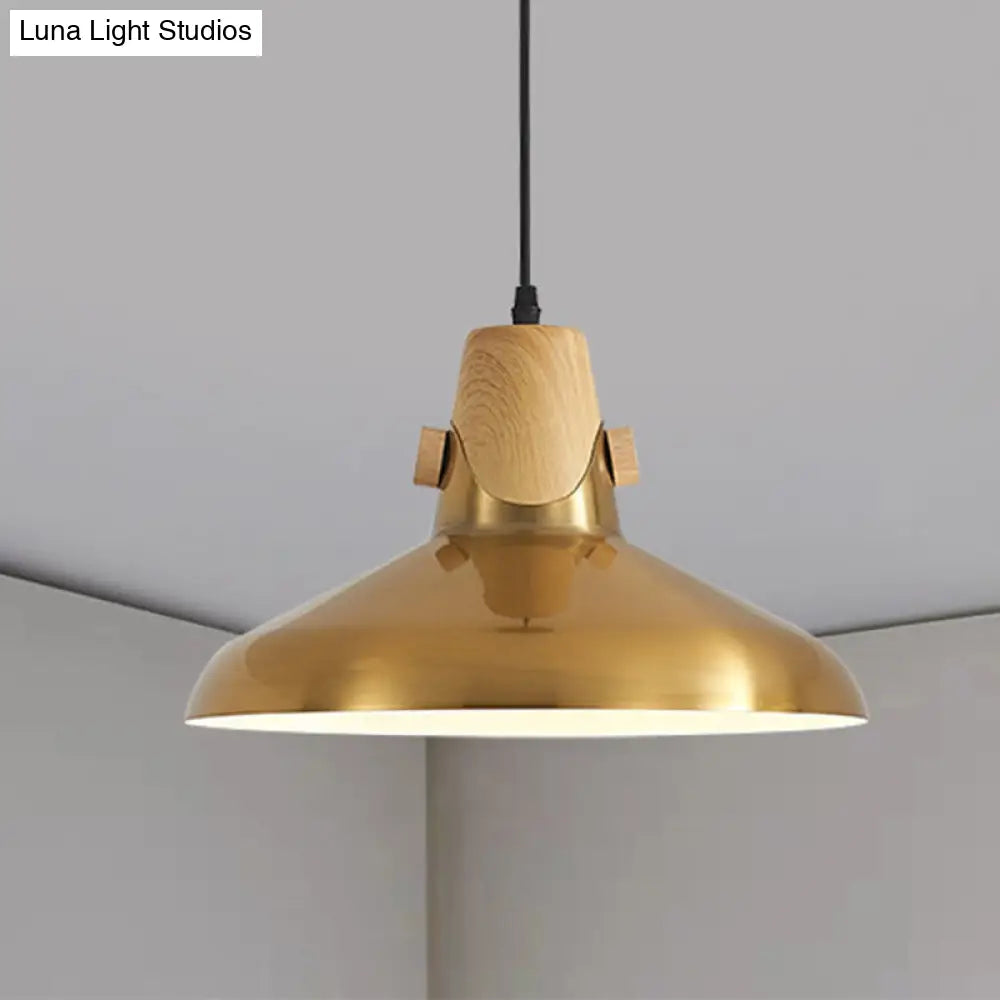 Modern Dome Metal Pendant Lighting - 1-Light Brass Hanging Lamp for Restaurant - 8.5"/14" Wide