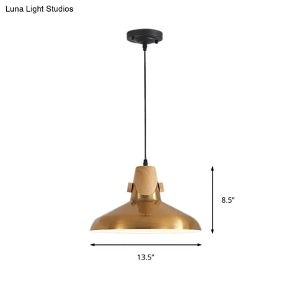 Modern Dome Metal Pendant Lighting - 1-Light Brass Hanging Lamp for Restaurant - 8.5"/14" Wide