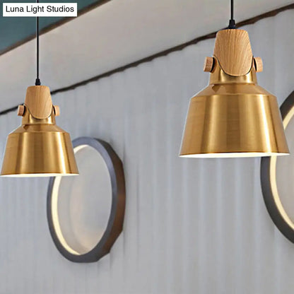 Modern Dome Metal Pendant Lighting - 1-Light Brass Hanging Lamp for Restaurant - 8.5"/14" Wide