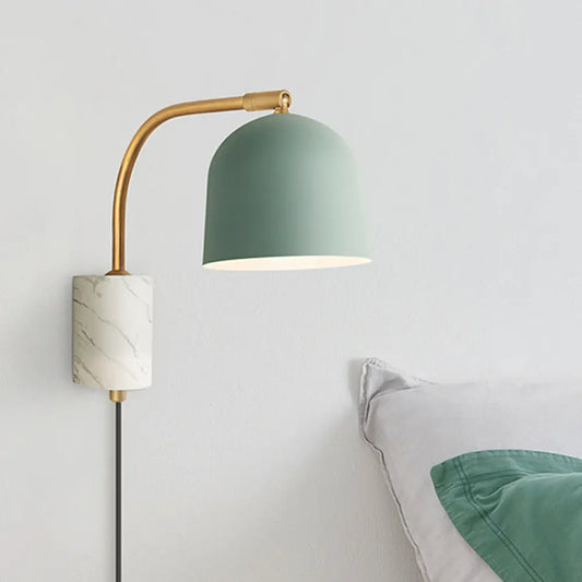 DecorBites™ DecorBites™ Modern Domed Wall Sconce with Metal Shade and 1 Head in White/Blue/Brass