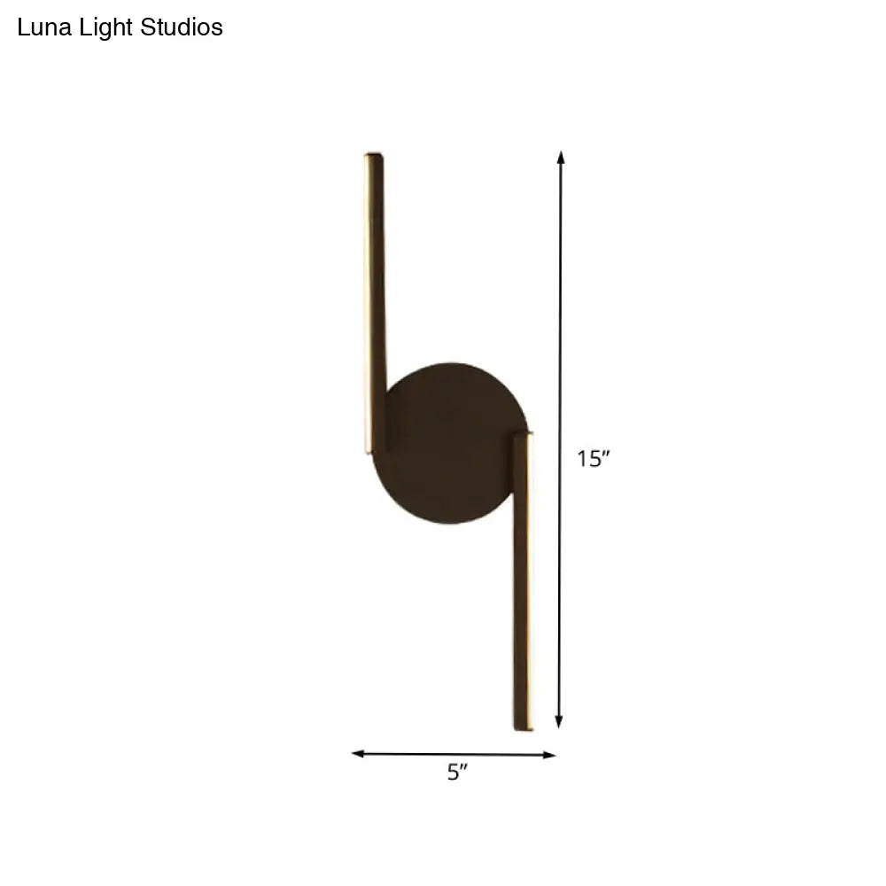 DecorBites™ DecorBites™ Modern Double Line LED Wall Lamp in Black with Circle Backplate and Warm/White Light