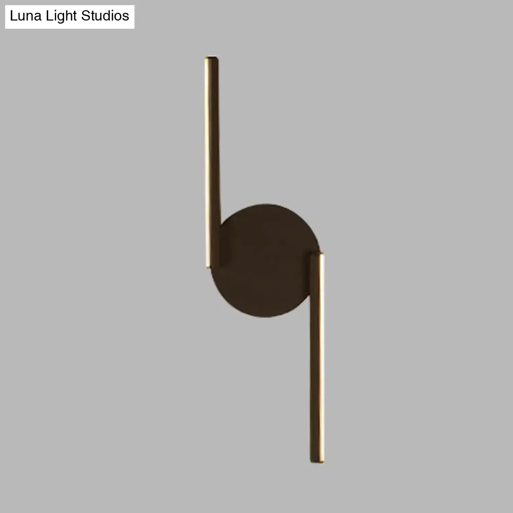 DecorBites™ DecorBites™ Modern Double Line LED Wall Lamp in Black with Circle Backplate and Warm/White Light