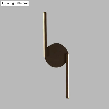 DecorBites™ DecorBites™ Modern Double Line LED Wall Lamp in Black with Circle Backplate and Warm/White Light