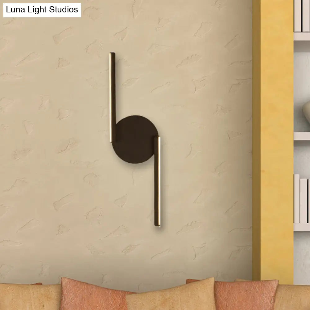 DecorBites™ DecorBites™ Modern Double Line LED Wall Lamp in Black with Circle Backplate and Warm/White Light