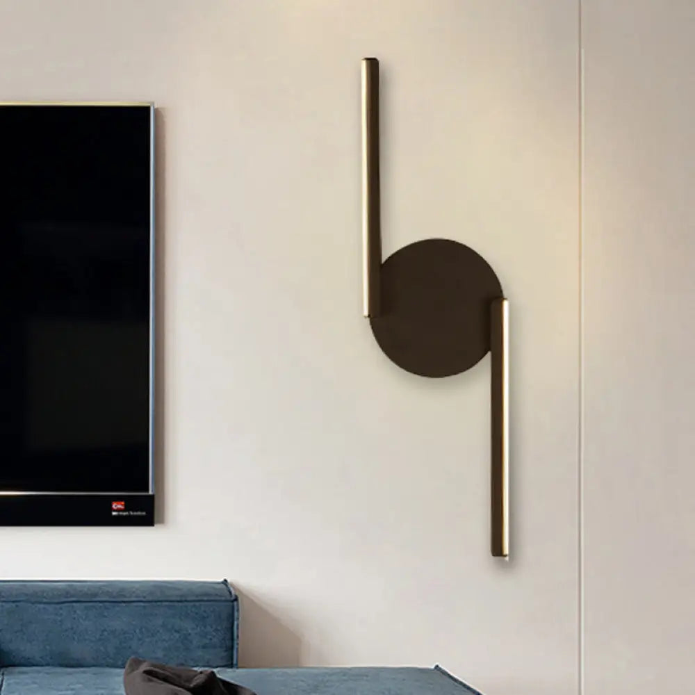 DecorBites™ DecorBites™ Modern Double Line LED Wall Lamp in Black with Circle Backplate and Warm/White Light