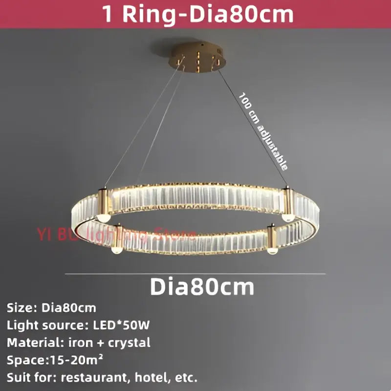 Modern double ring crystal ceiling chandelier with gold-toned iron frame and 50 led lights by decorbites crystal ceiling