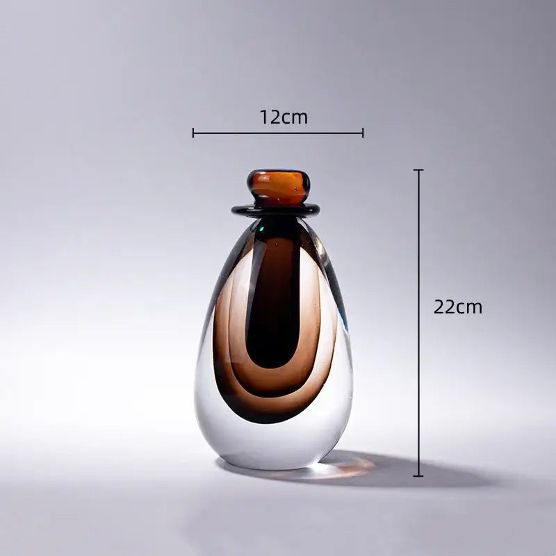 A sleek 22cm glass double stained glass vase with amber to clear gradient for modern living room terrarium use