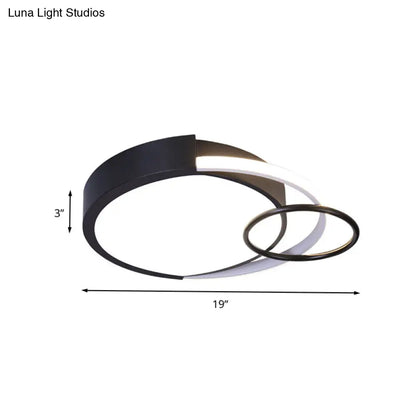 DecorBites™ DecorBites™ Modern Drum and Ring Metal Flush Mount Ceiling Light Fixture - 19"/23" W LED, Black, Warm/White Light