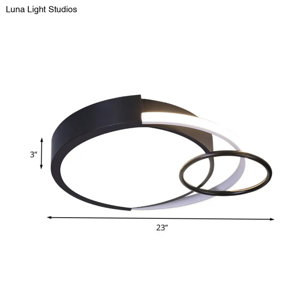 DecorBites™ DecorBites™ Modern Drum and Ring Metal Flush Mount Ceiling Light Fixture - 19"/23" W LED, Black, Warm/White Light