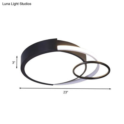 DecorBites™ DecorBites™ Modern Drum and Ring Metal Flush Mount Ceiling Light Fixture - 19"/23" W LED, Black, Warm/White Light