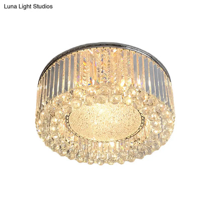 DecorBites™ DecorBites™ Modern Drum Ceiling Flush Mount Crystal Light - 5-Bulb Silver Flush Mount with Minimalist Design