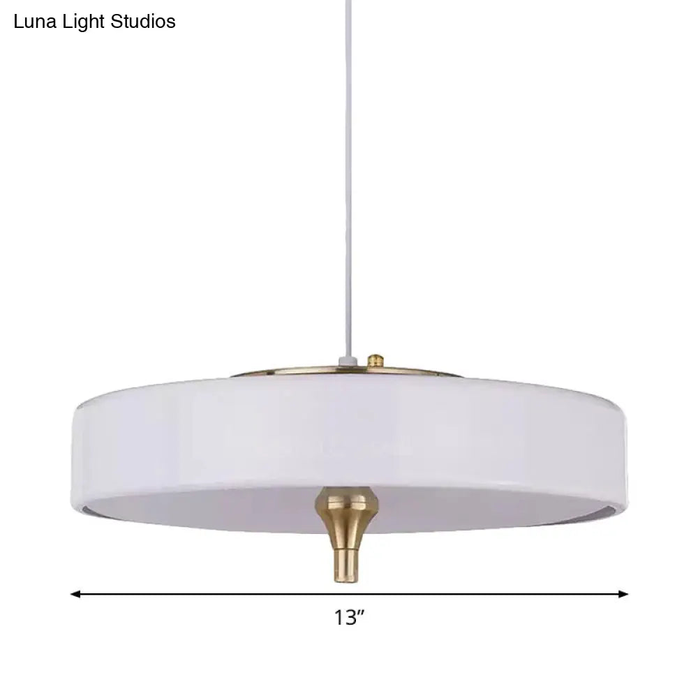 Lámpara de techo moderna tipo tambor, de metal azul claro, blanco y negro, con 3 luces, ideal para comedor.