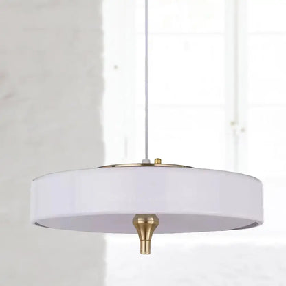 Lámpara de techo moderna tipo tambor, de metal azul claro, blanco y negro, con 3 luces, ideal para comedor.