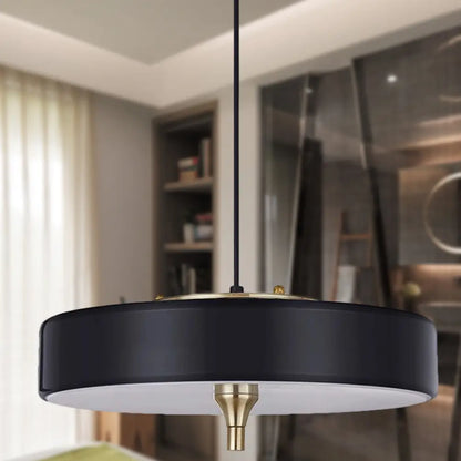 Lámpara de techo moderna tipo tambor, de metal azul claro, blanco y negro, con 3 luces, ideal para comedor.