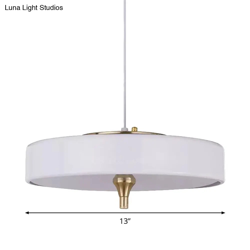 Lámpara de techo moderna tipo tambor, de metal azul claro, blanco y negro, con 3 luces, ideal para comedor.