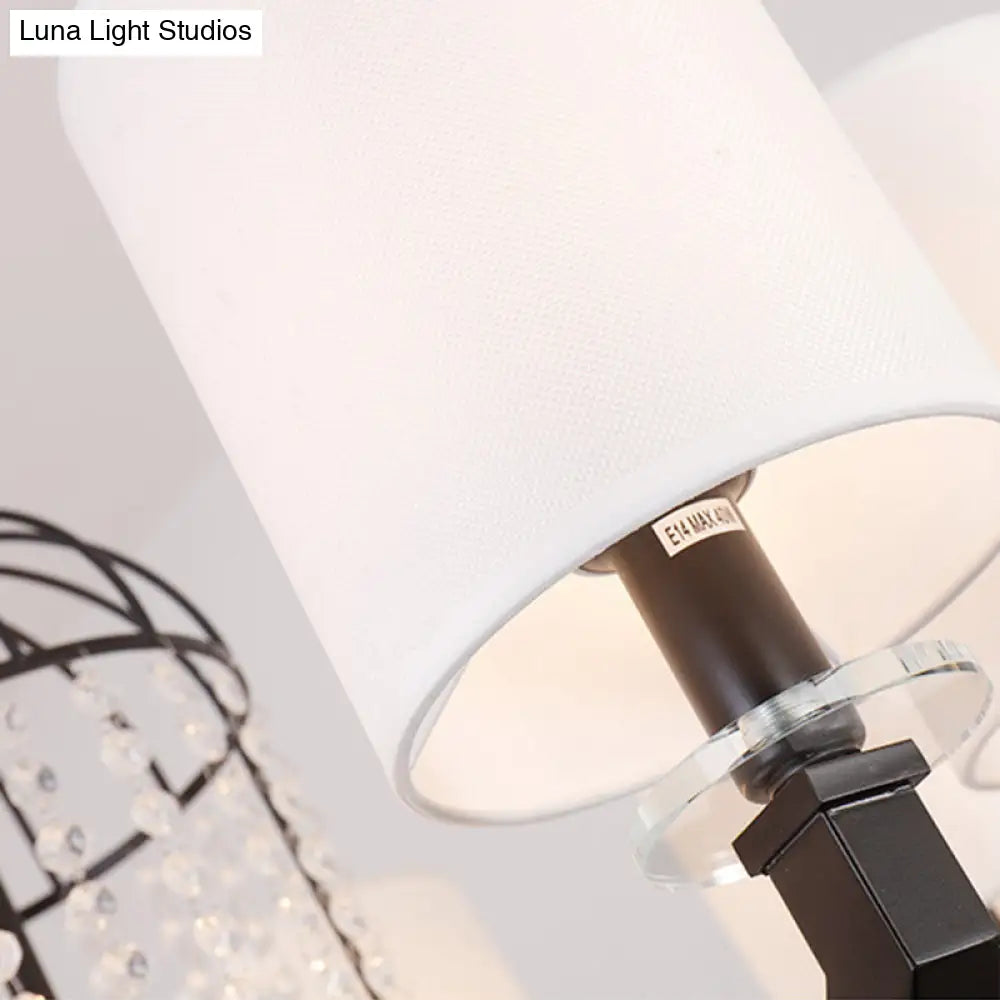 Lámpara de araña moderna de cristal con forma de tambor - 9/12 luces - Pantalla de tela blanca