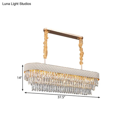 مصباح معلق على شكل أسطوانة كريستالية حديثة من DecorBites™ مزود بـ 12 رأسًا لغرفة الطعام