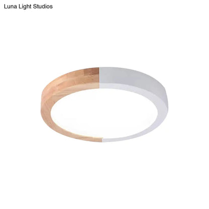 DecorBites™ DecorBites™ Modern Drum Flush Mount Light with Wood and Acrylic Shade for Kids Bedroom