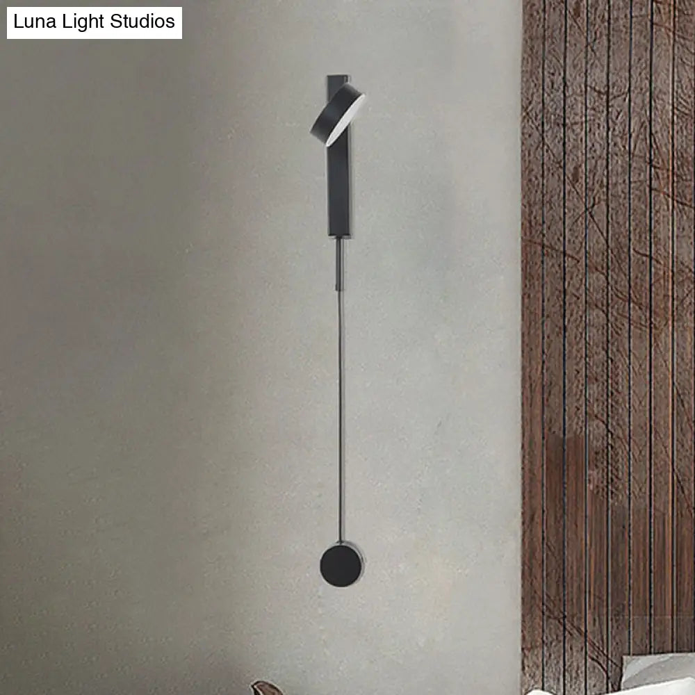 DecorBites™ DecorBites™ Modern Drum Shade Wall Light: LED Metal Wall Lamp for Bedroom in White/Warm Light