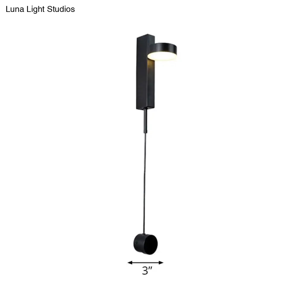 DecorBites™ DecorBites™ Modern Drum Shade Wall Light: LED Metal Wall Lamp for Bedroom in White/Warm Light