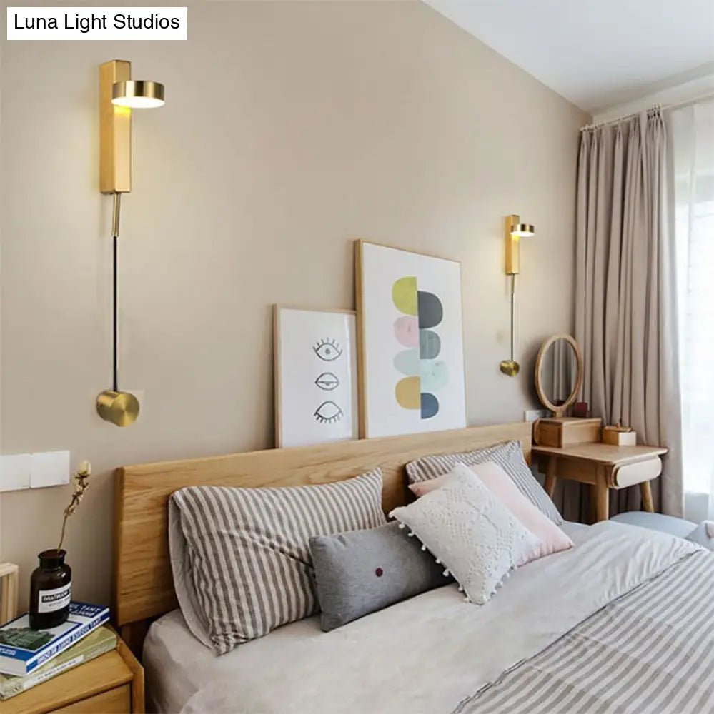 DecorBites™ DecorBites™ Modern Drum Shade Wall Light: LED Metal Wall Lamp for Bedroom in White/Warm Light