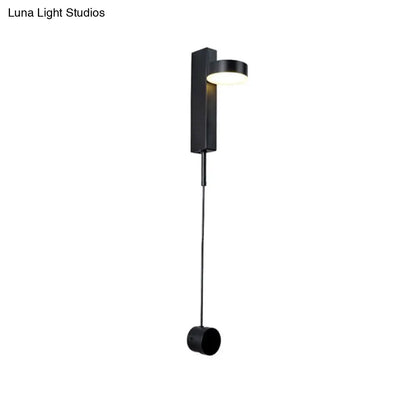 DecorBites™ DecorBites™ Modern Drum Shade Wall Light: LED Metal Wall Lamp for Bedroom in White/Warm Light