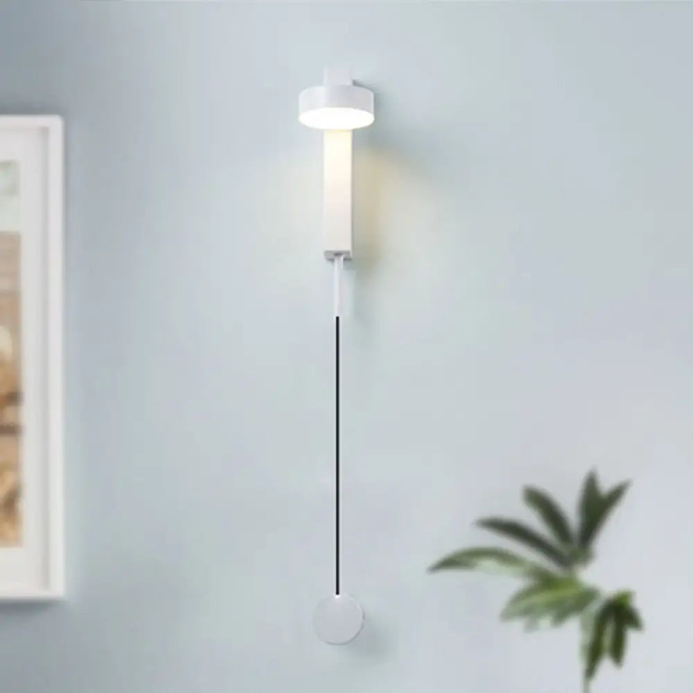 DecorBites™ DecorBites™ Modern Drum Shade Wall Light: LED Metal Wall Lamp for Bedroom in White/Warm Light