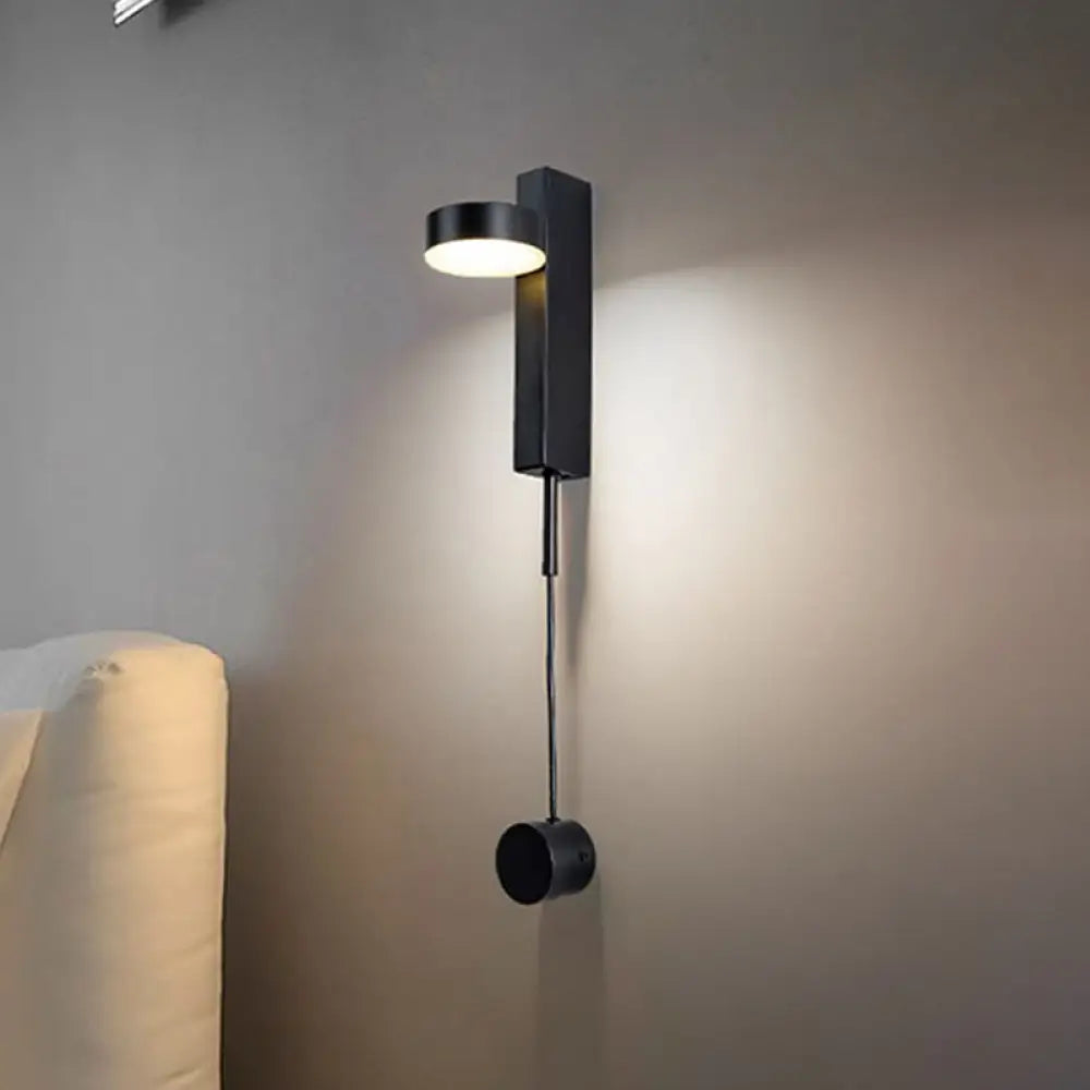 DecorBites™ DecorBites™ Modern Drum Shade Wall Light: LED Metal Wall Lamp for Bedroom in White/Warm Light