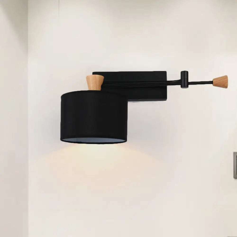 DecorBites™ DecorBites™ Modern Drum Wall Sconce Light in Black/White for Living Rooms