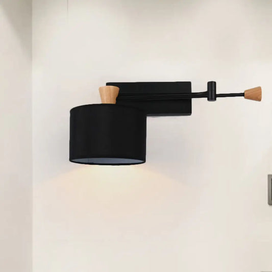 DecorBites™ DecorBites™ Modern Drum Wall Sconce Light in Black/White for Living Rooms